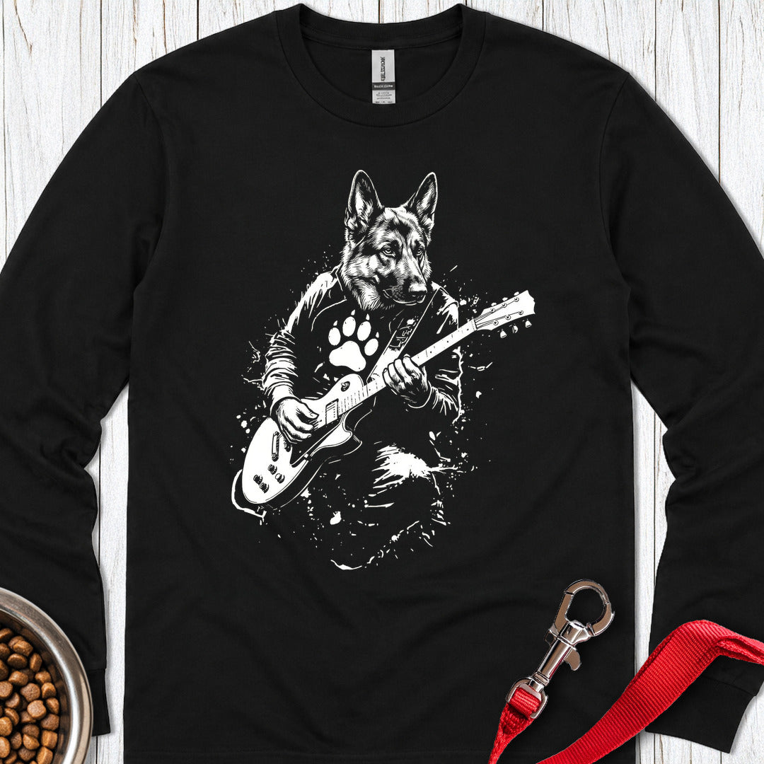German Shepherd Guitar Long Sleeve — Black