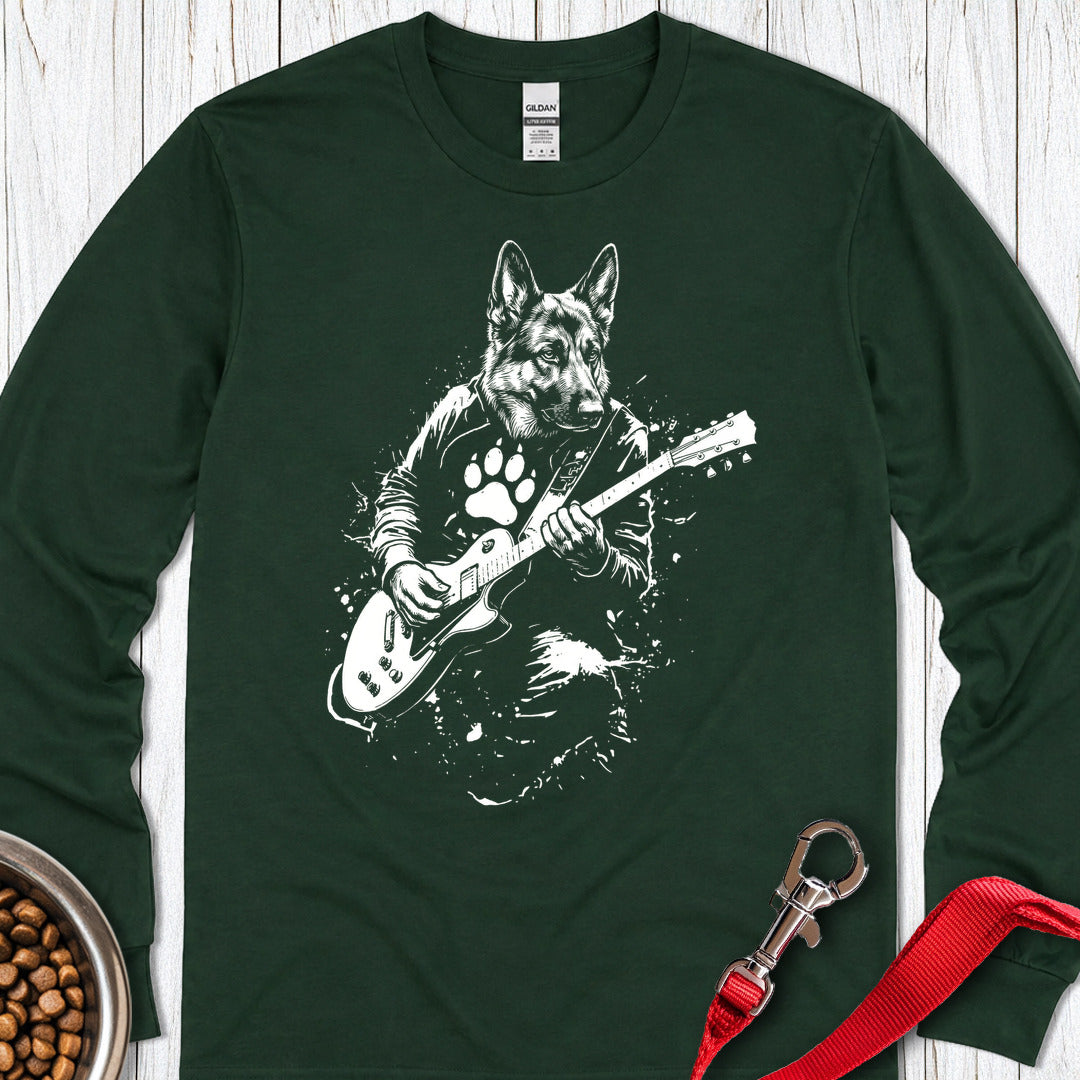 German Shepherd Guitar Long Sleeve — Forest Green