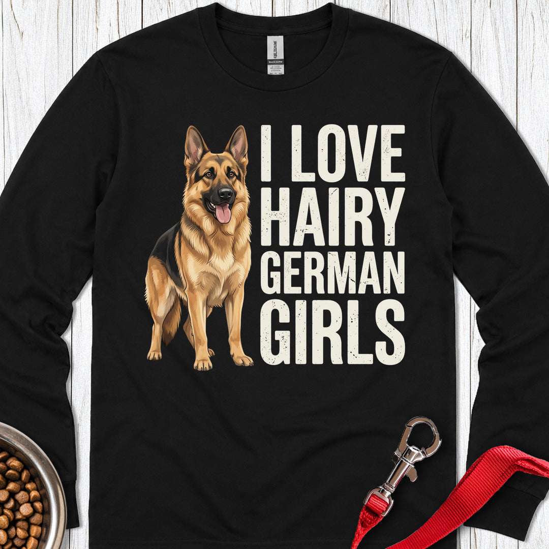 German Shepherd Hairy German Girls Long Sleeve — Black