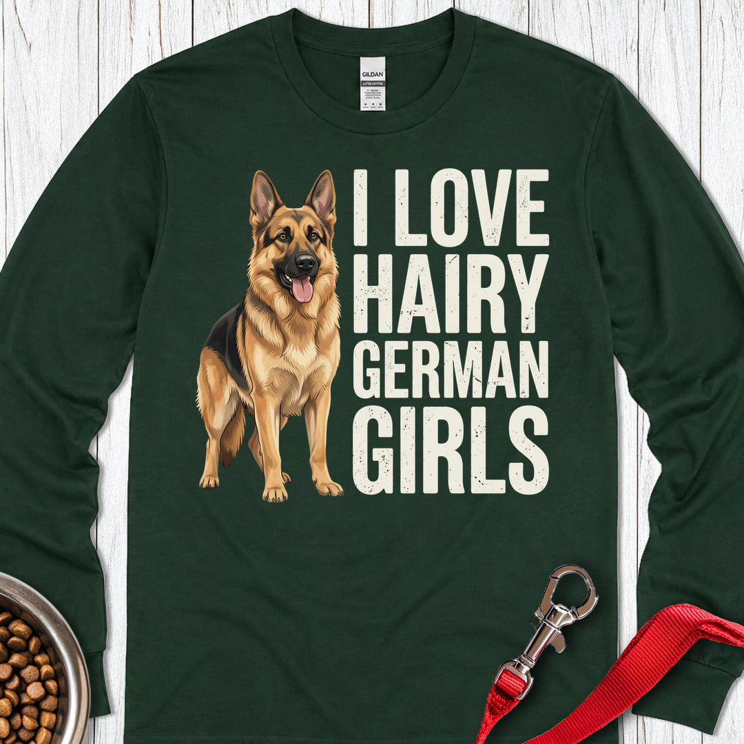 German Shepherd Hairy German Girls Long Sleeve — Forest Green