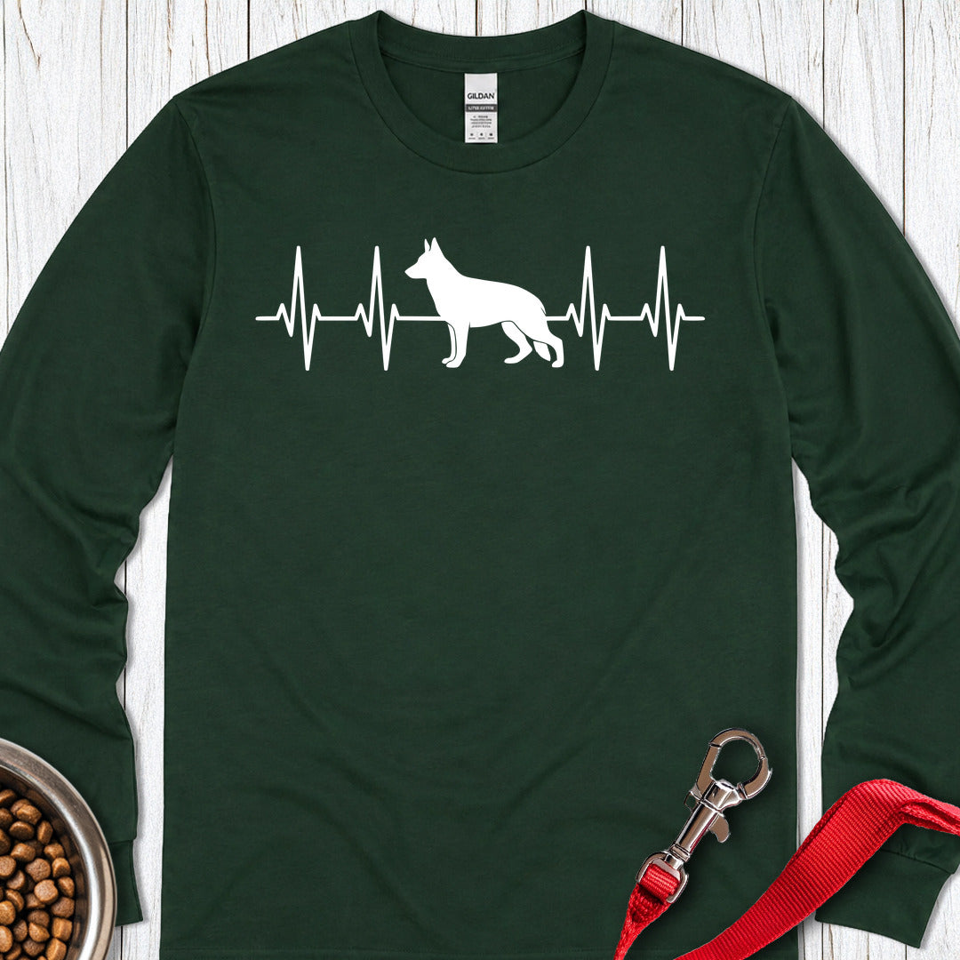 German Shepherd Heartbeat Long Sleeve — Forest Green