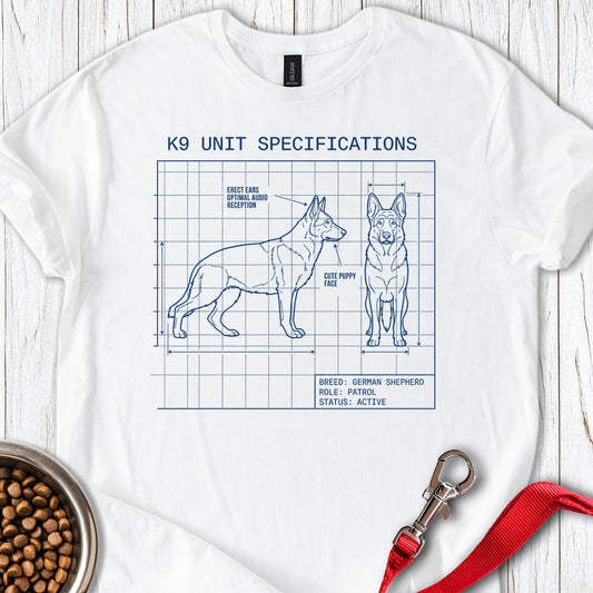 German Shepherd K9 Blue Print White