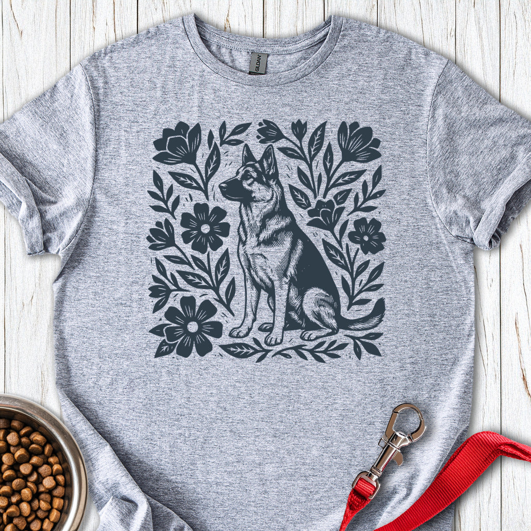 German Shepherd Linocut Sport Grey