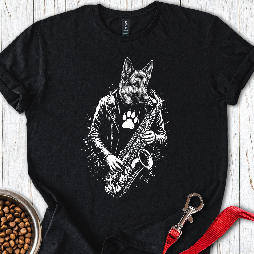 German Shepherd Saxophone Black