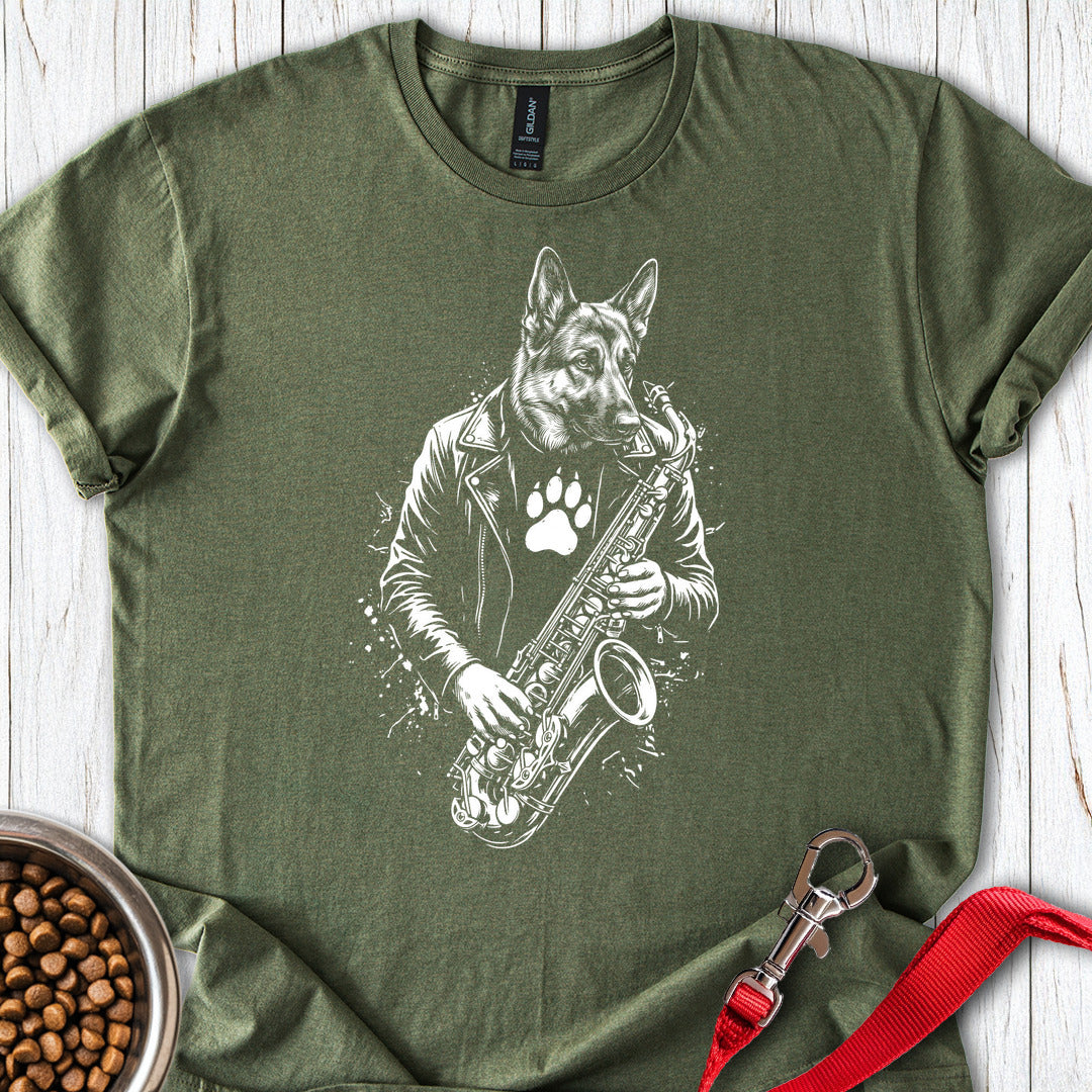 German Shepherd Saxophone Military Green