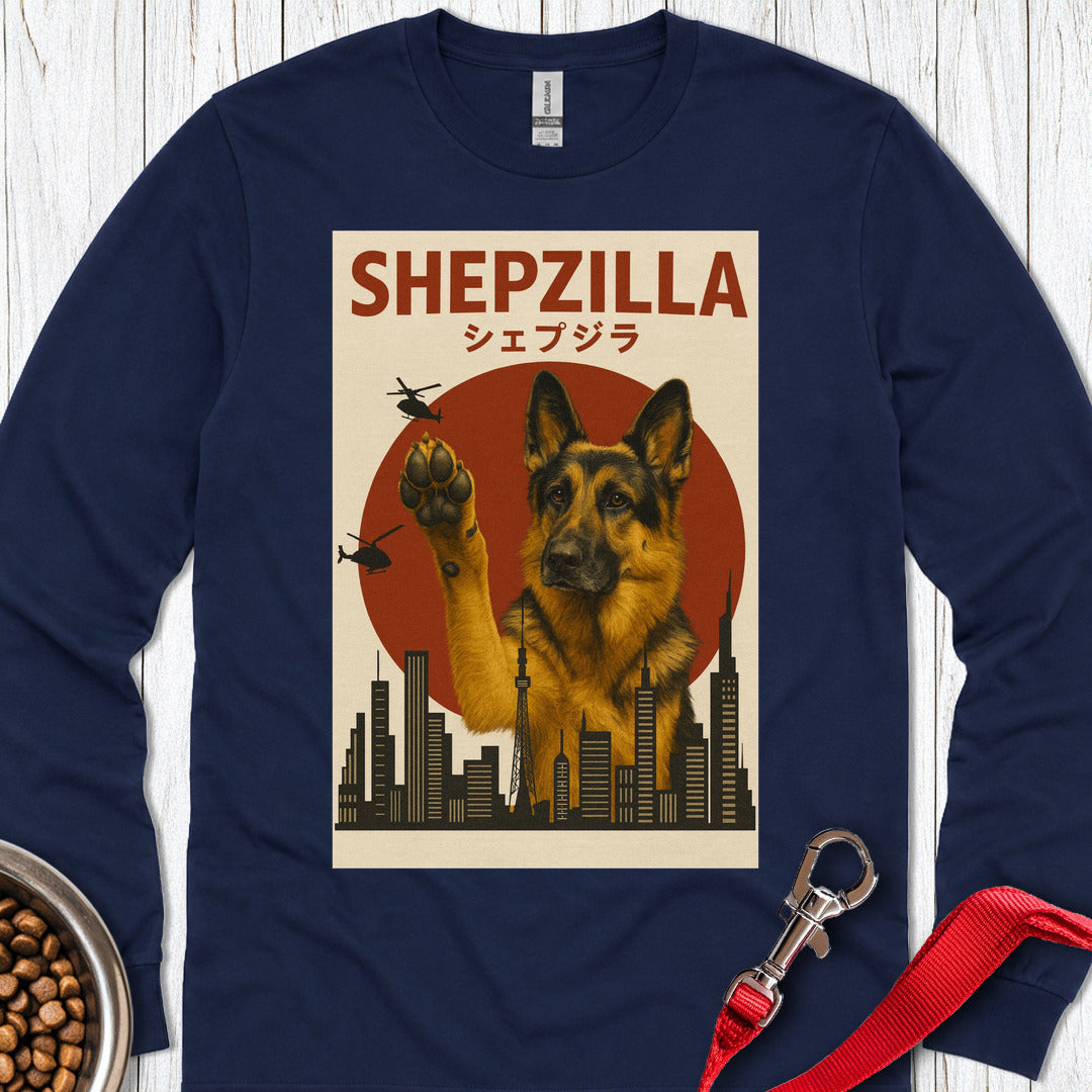 German Shepherd Shepzilla Long Sleeve — Navy