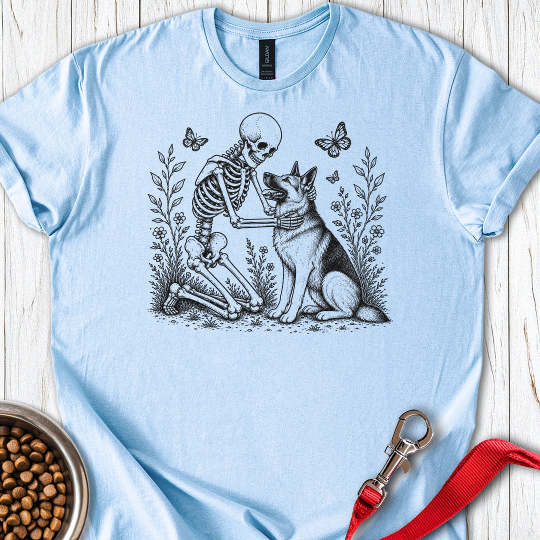 German Shepherd Skeleton Halloween Light Blue