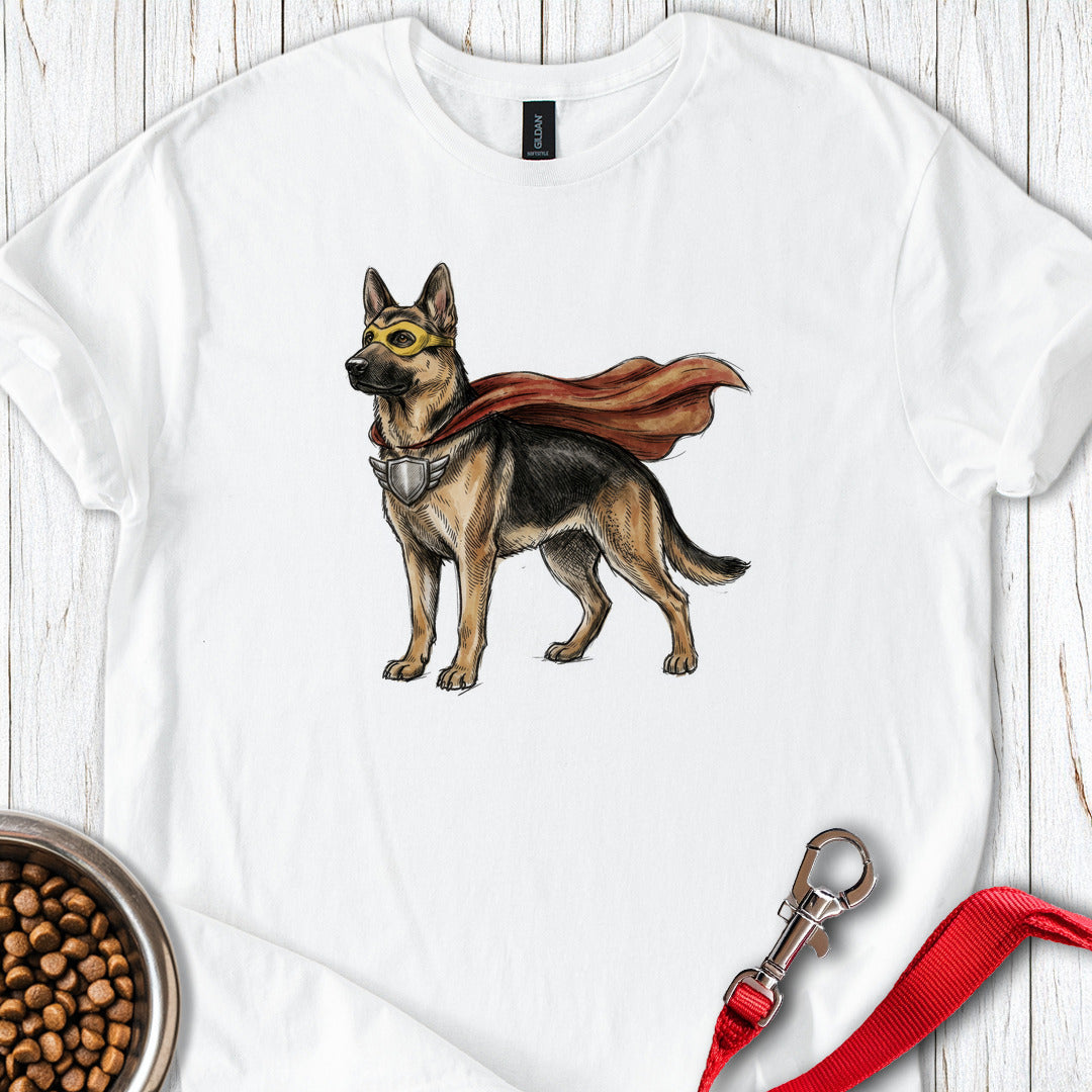 German Shepherd Superhero White