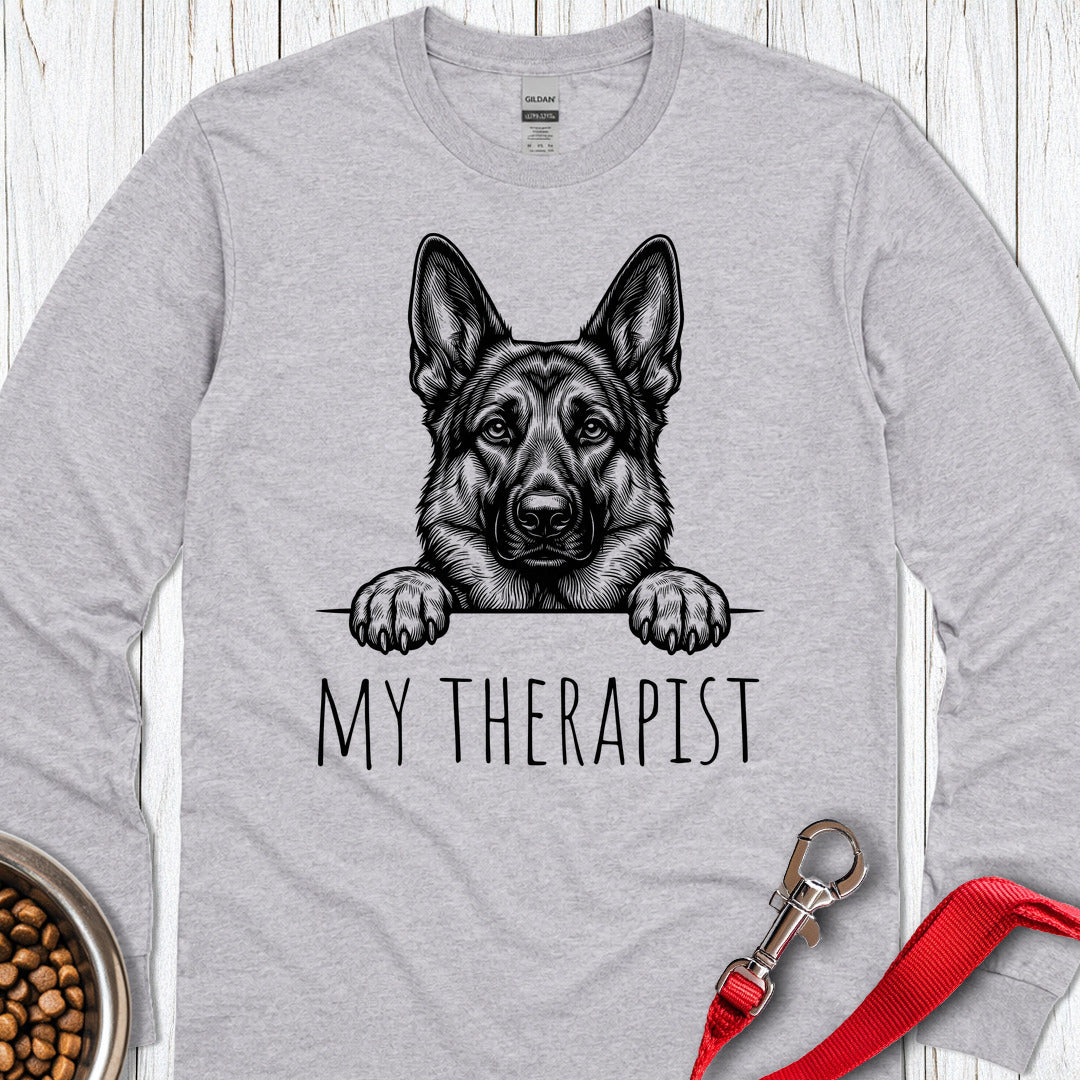 German Shepherd Theraphist Long Sleeve — Sport Grey