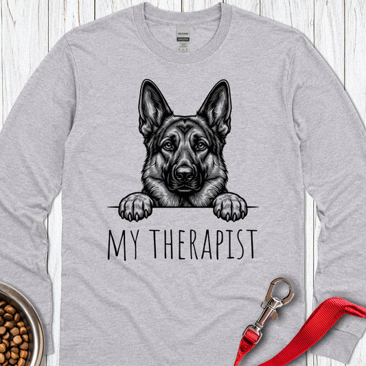 German Shepherd Theraphist Long Sleeve — Sport Grey