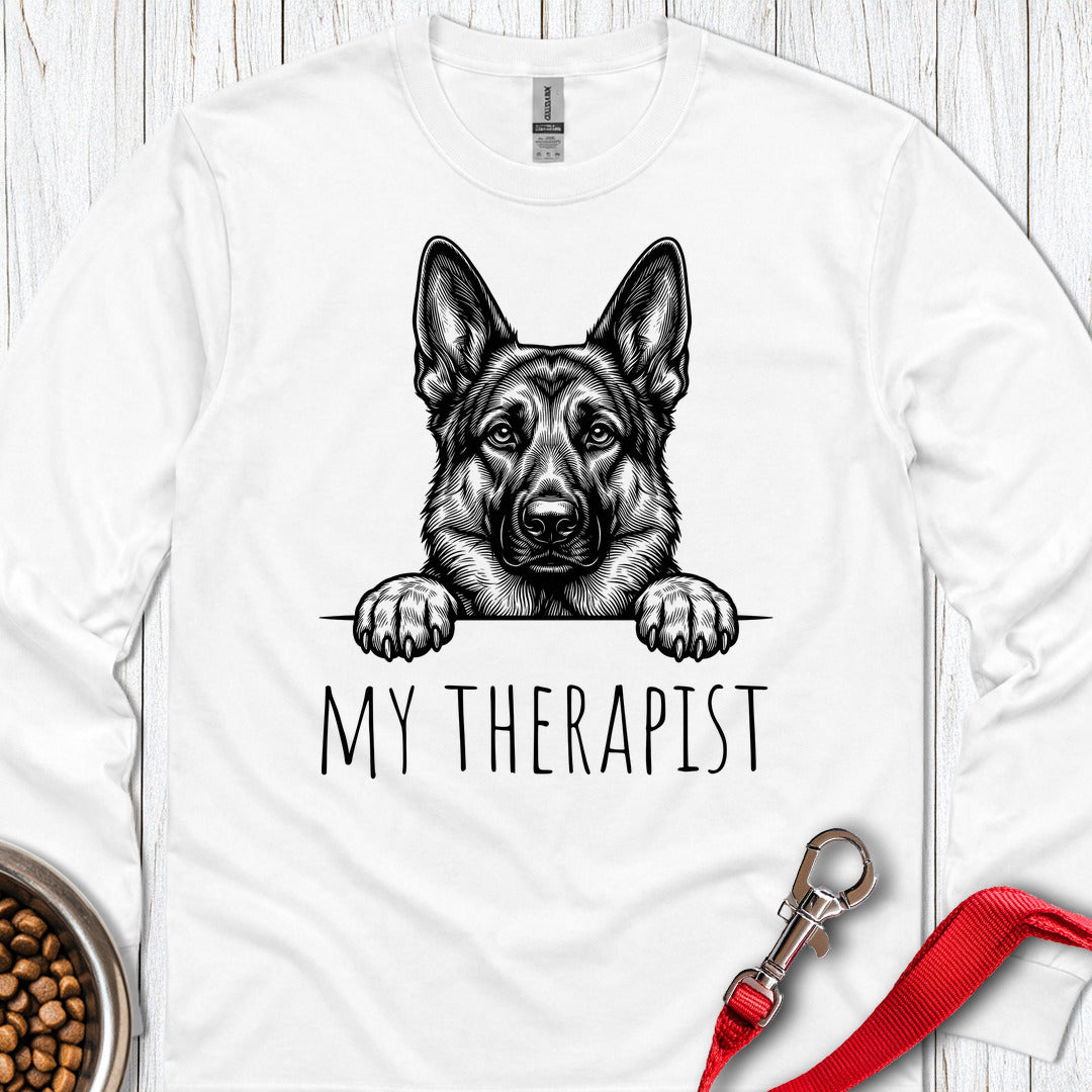German Shepherd Theraphist Long Sleeve — White