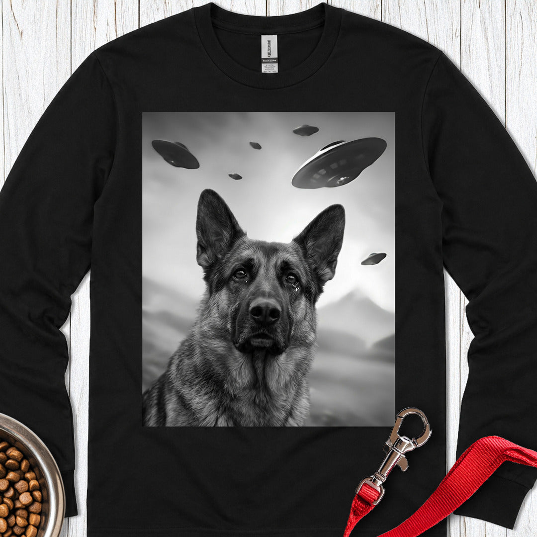 German Shepherd UFO Long Sleeve — Black