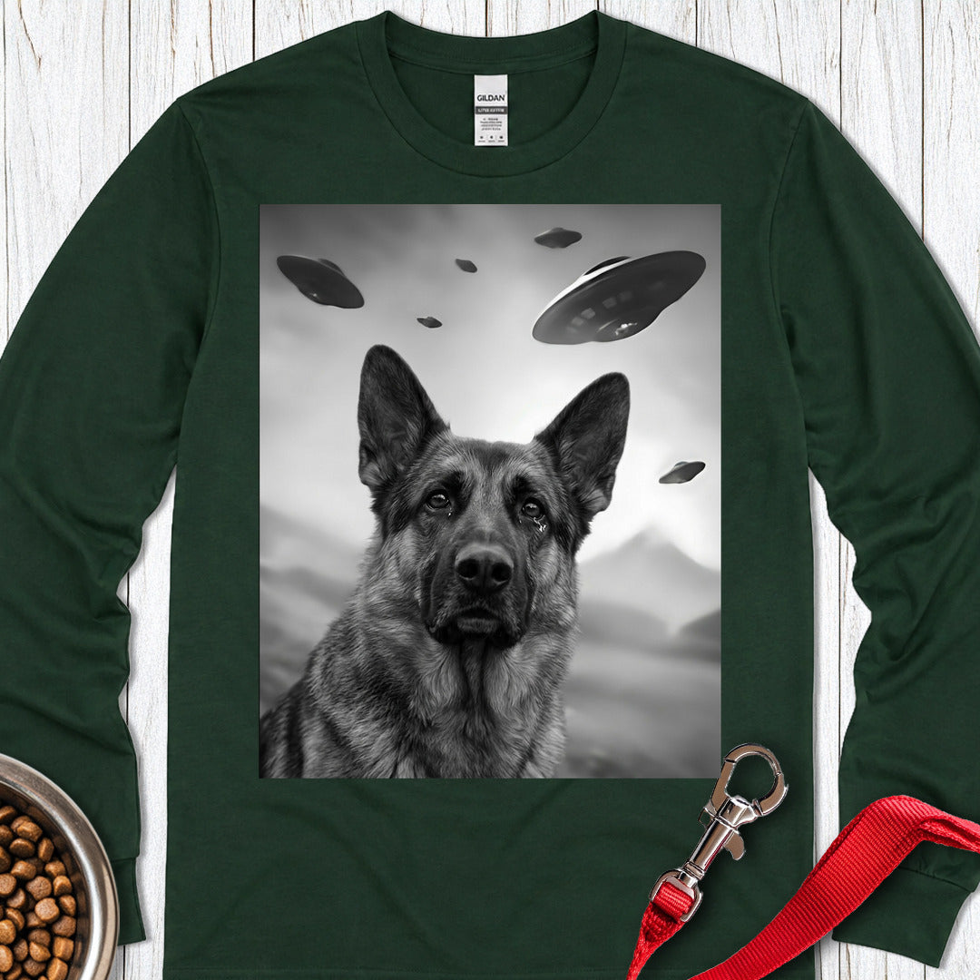 German Shepherd UFO Long Sleeve — Forest Green