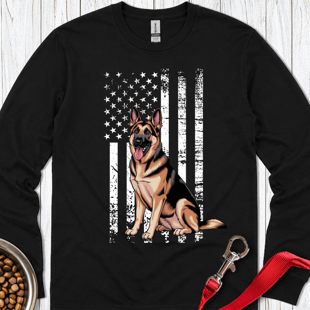 German Shepherd USA Long Sleeve — Black