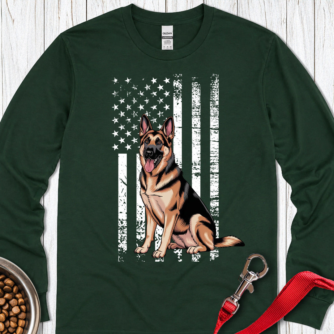 German Shepherd USA Long Sleeve — Forest Green