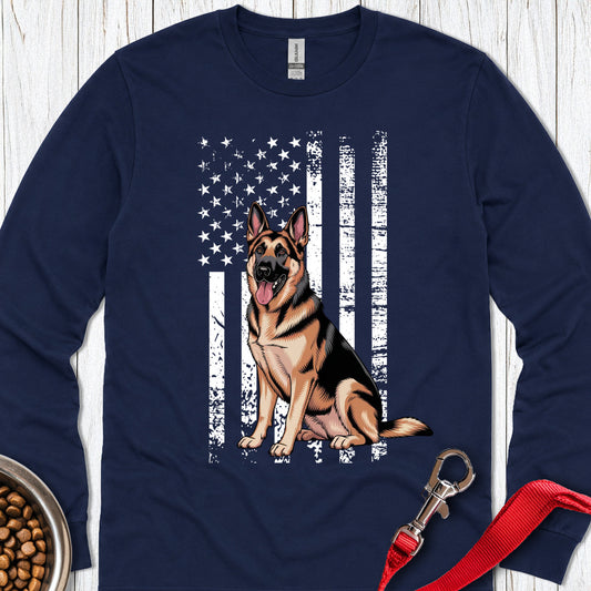 German Shepherd USA Long Sleeve — Navy