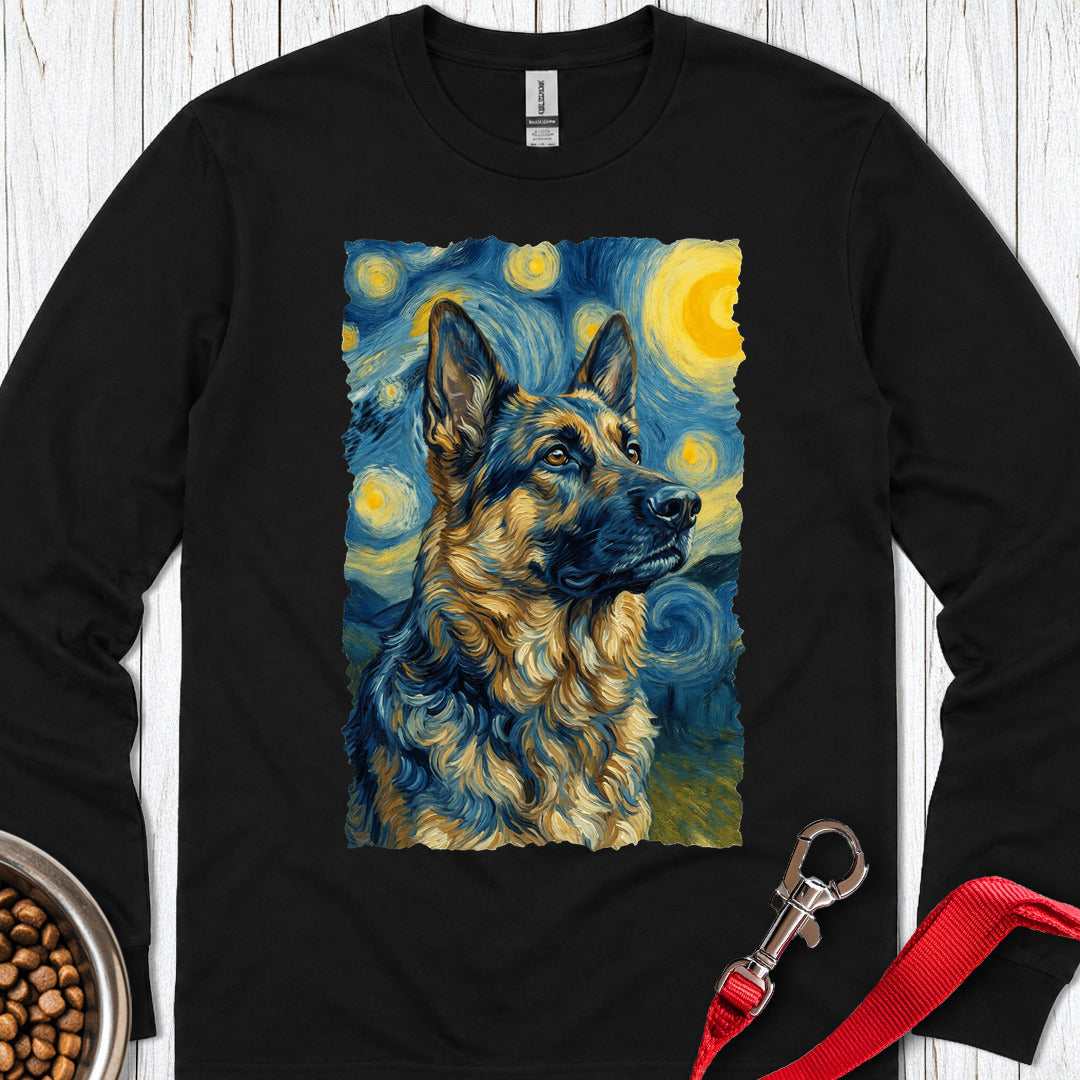 German Shepherd van Gogh Long Sleeve — Black