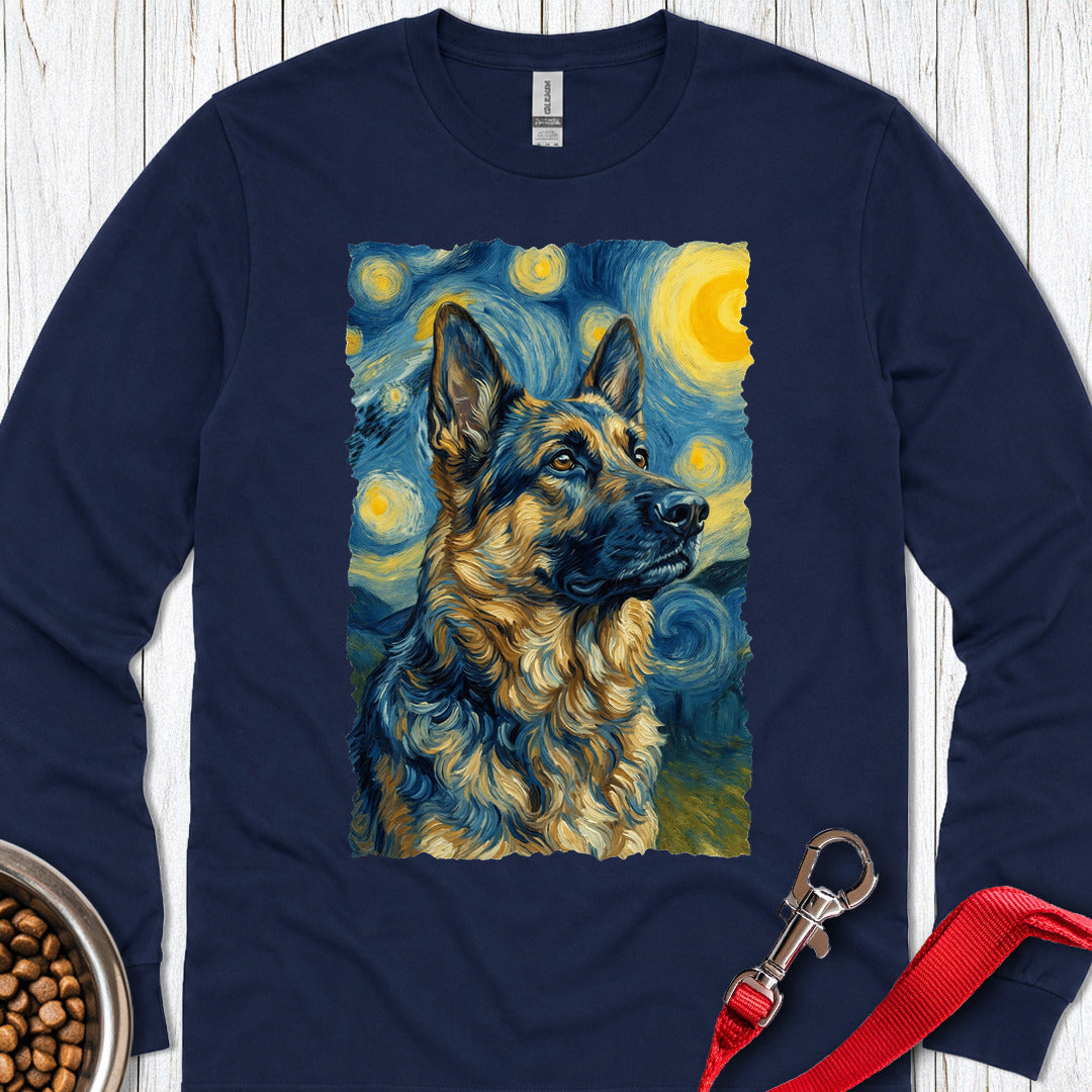 German Shepherd van Gogh Long Sleeve — Navy