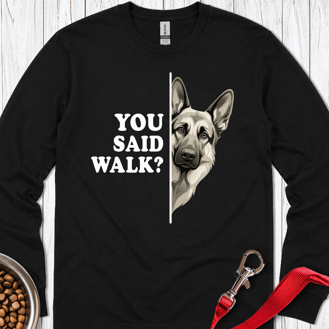 German Shepherd Walk Long Sleeve — Black