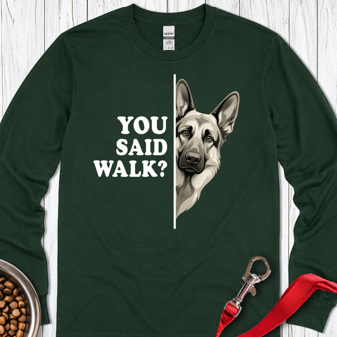 German Shepherd Walk Long Sleeve — Forest Green