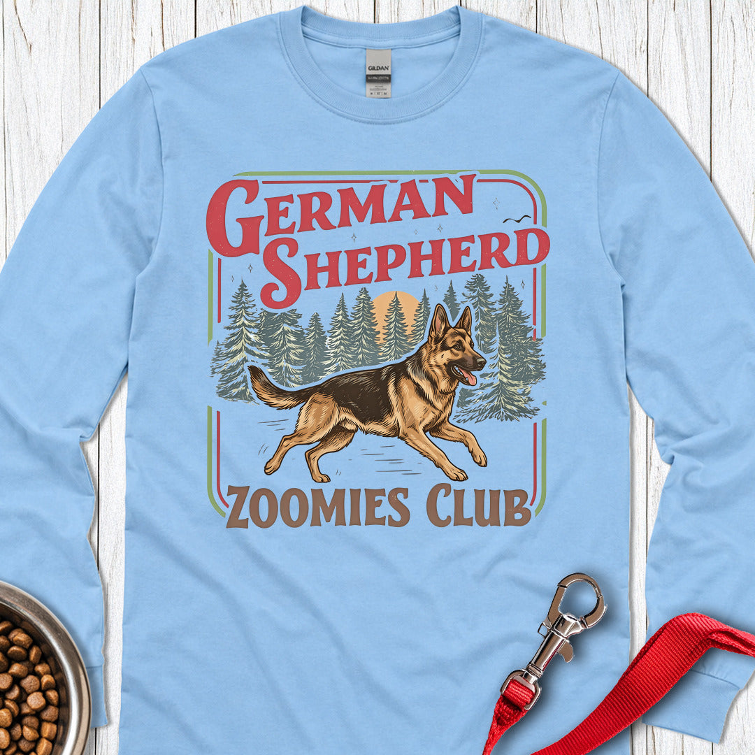 German Shepherd Zoomies Long Sleeve — Carolina Blue