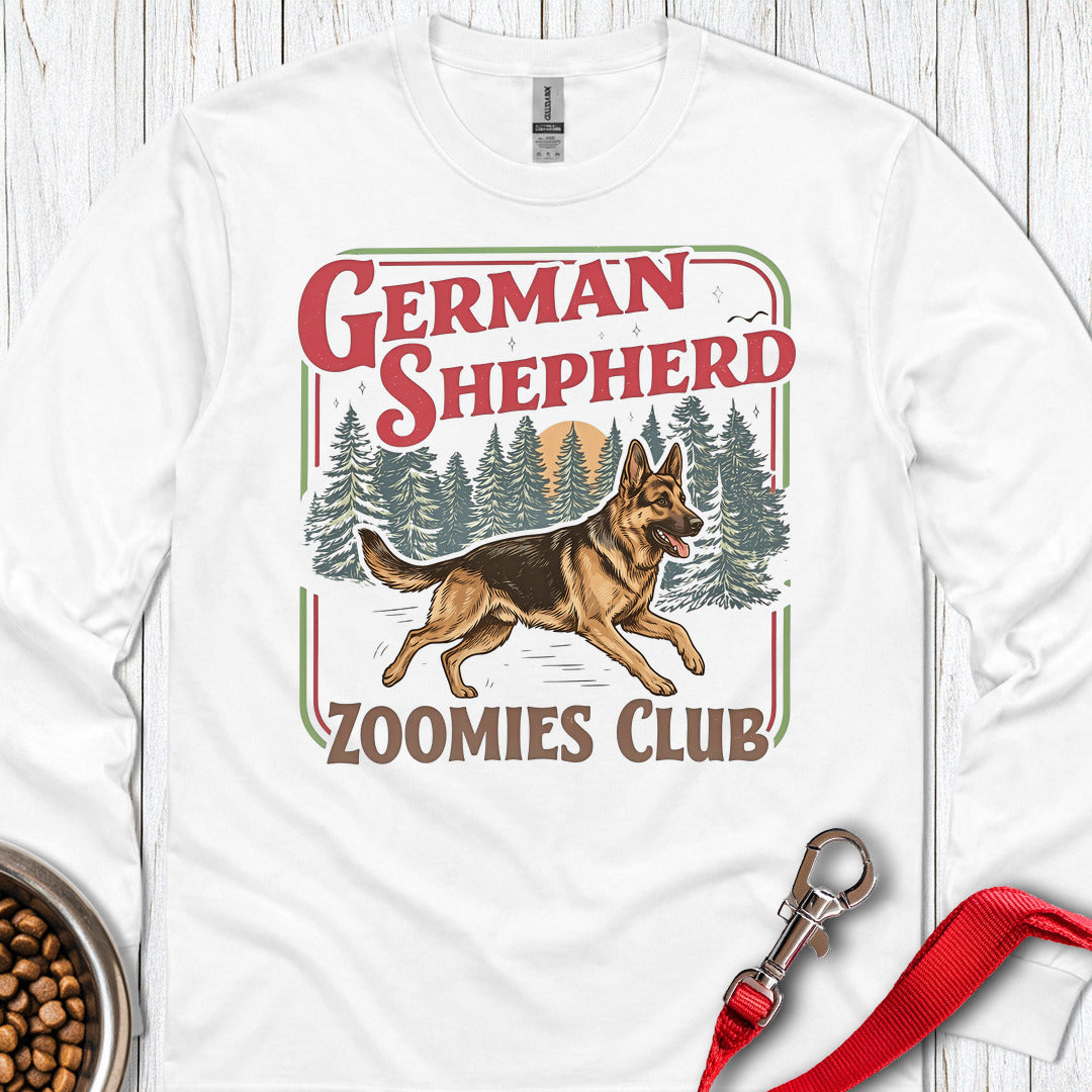 German Shepherd Zoomies Long Sleeve — White
