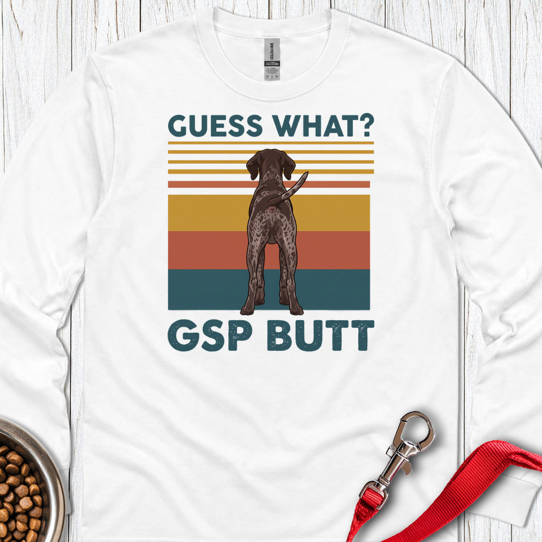 German Shorthaired Pointer Butt Long Sleeve — White