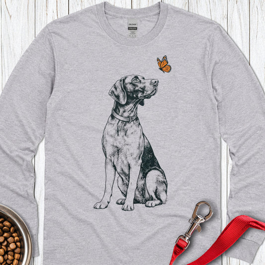 German Shorthaired Pointer Butterfly Long Sleeve — Sport Grey