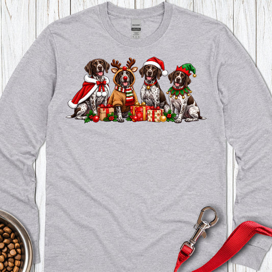German Shorthaired Pointer Christmas Group Long Sleeve — Sport Grey