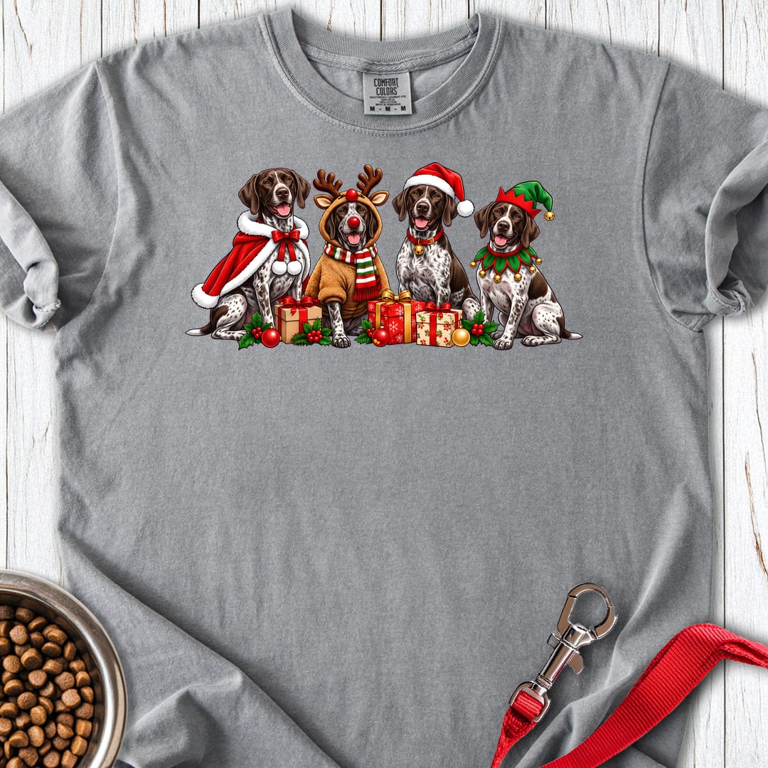 German Shorthaired Pointer Christmas Group Premium Tee — Grey