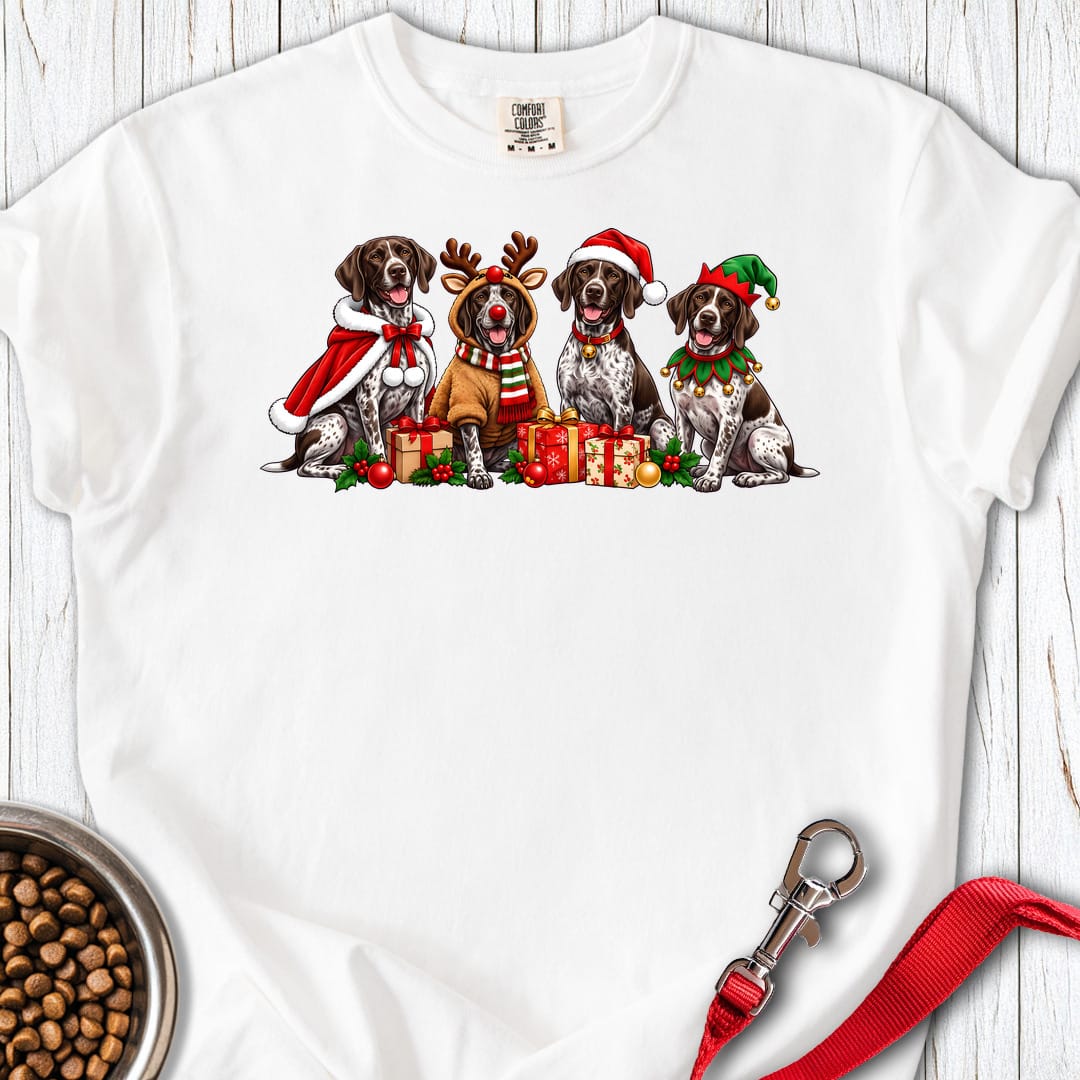 German Shorthaired Pointer Christmas Group Premium Tee — White