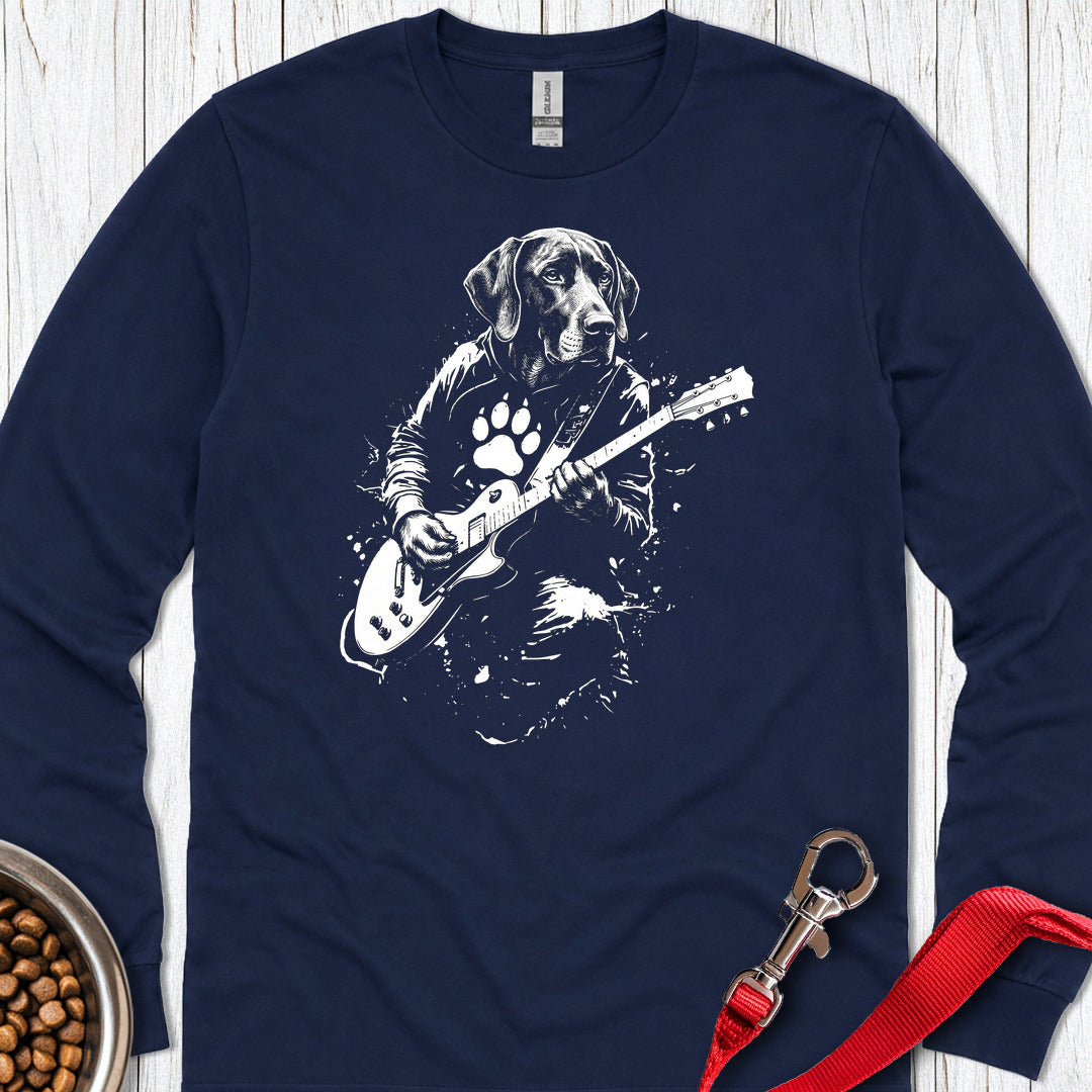 German Shorthaired Pointer Guitar Long Sleeve — Navy