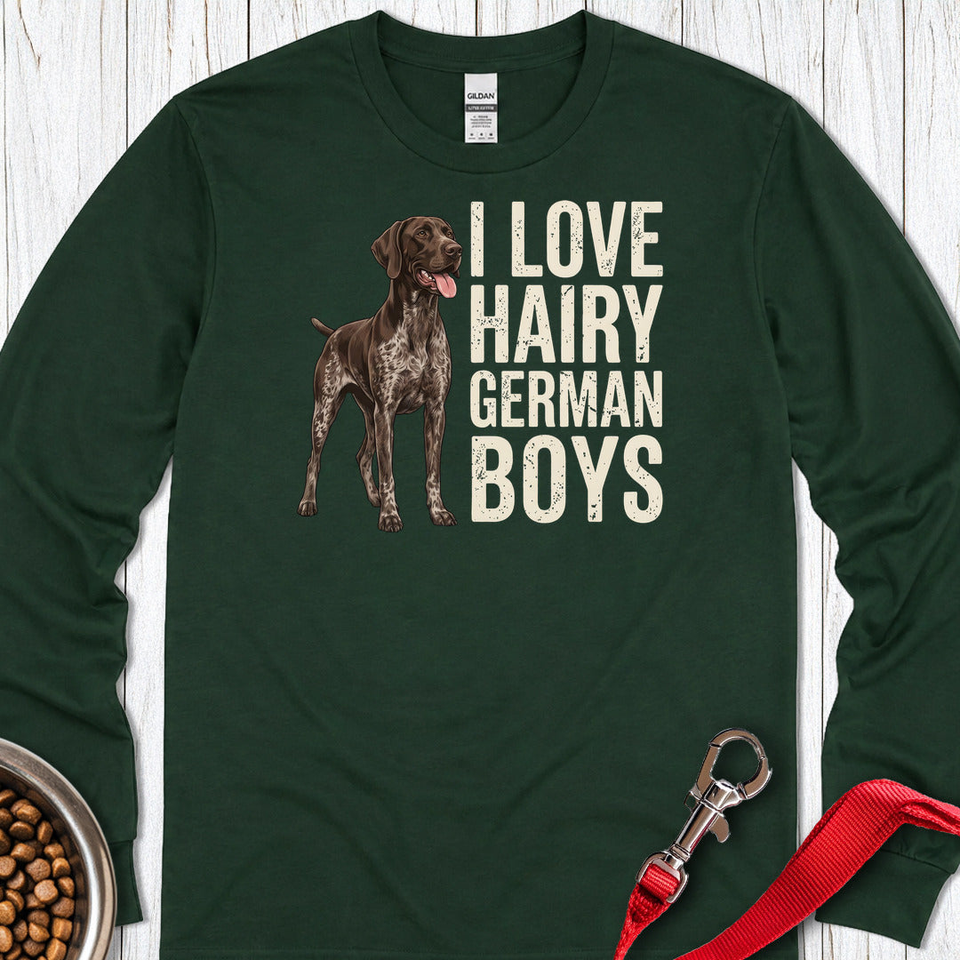German Shorthaired Pointer Hairy Boys Long Sleeve — Forest Green