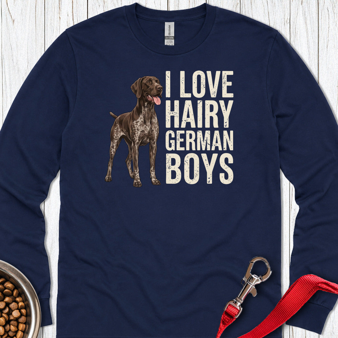 German Shorthaired Pointer Hairy Boys Long Sleeve — Navy