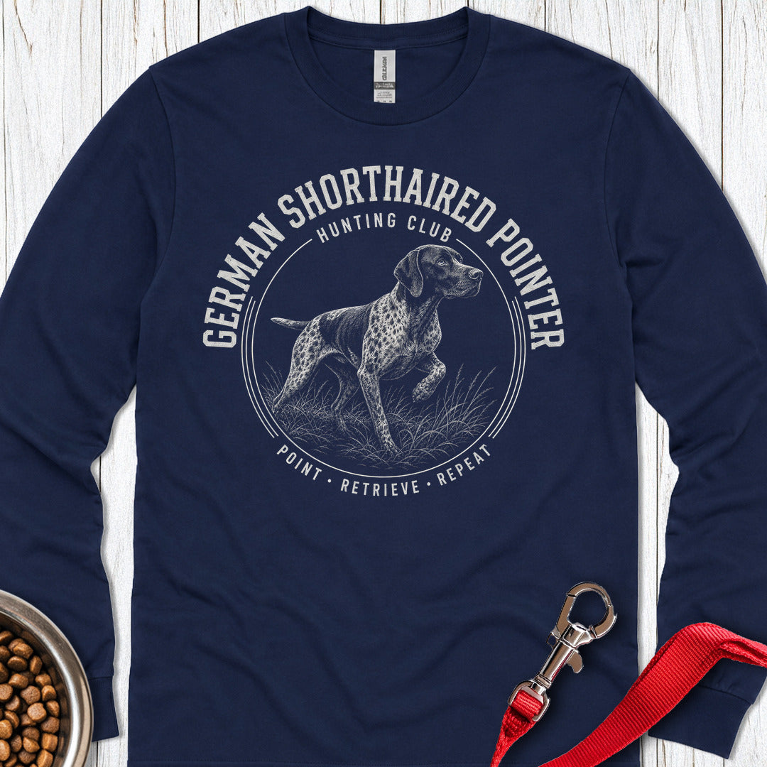 German Shorthaired Pointer Hunting Club Long Sleeve — Navy