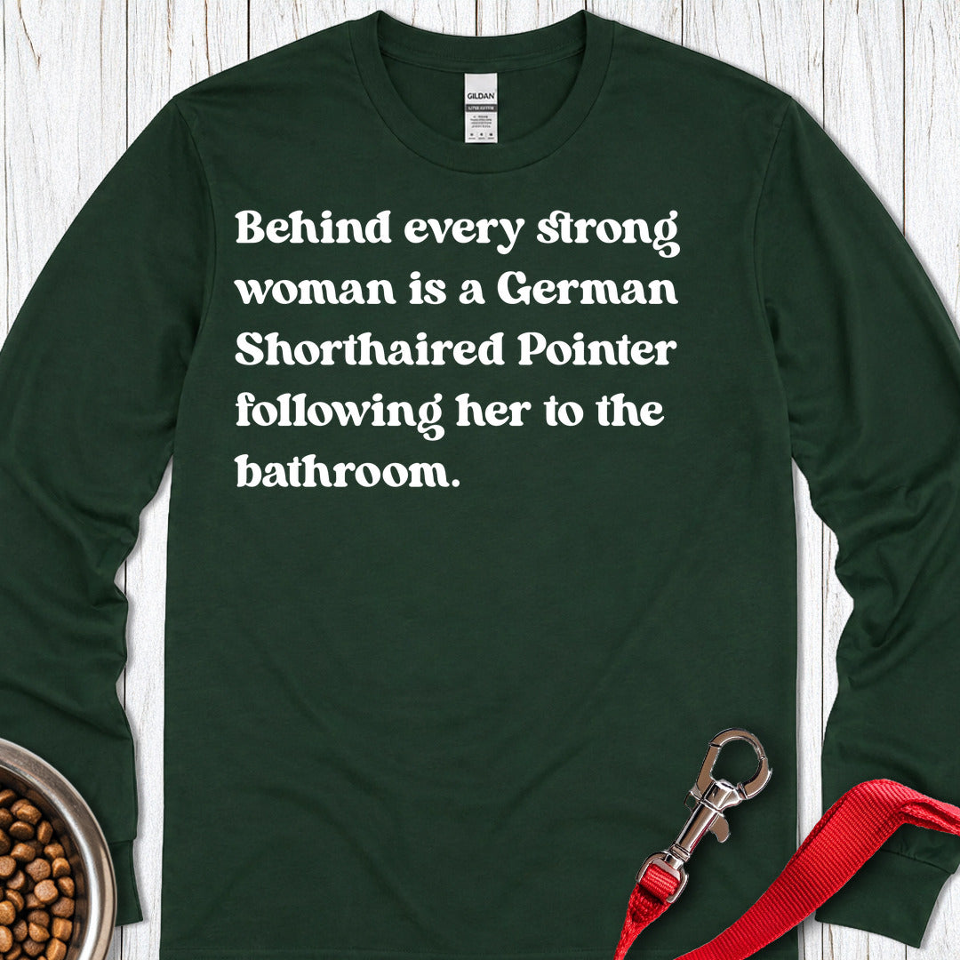 German Shorthaired Pointer Strong Woman Long Sleeve — Forest Green