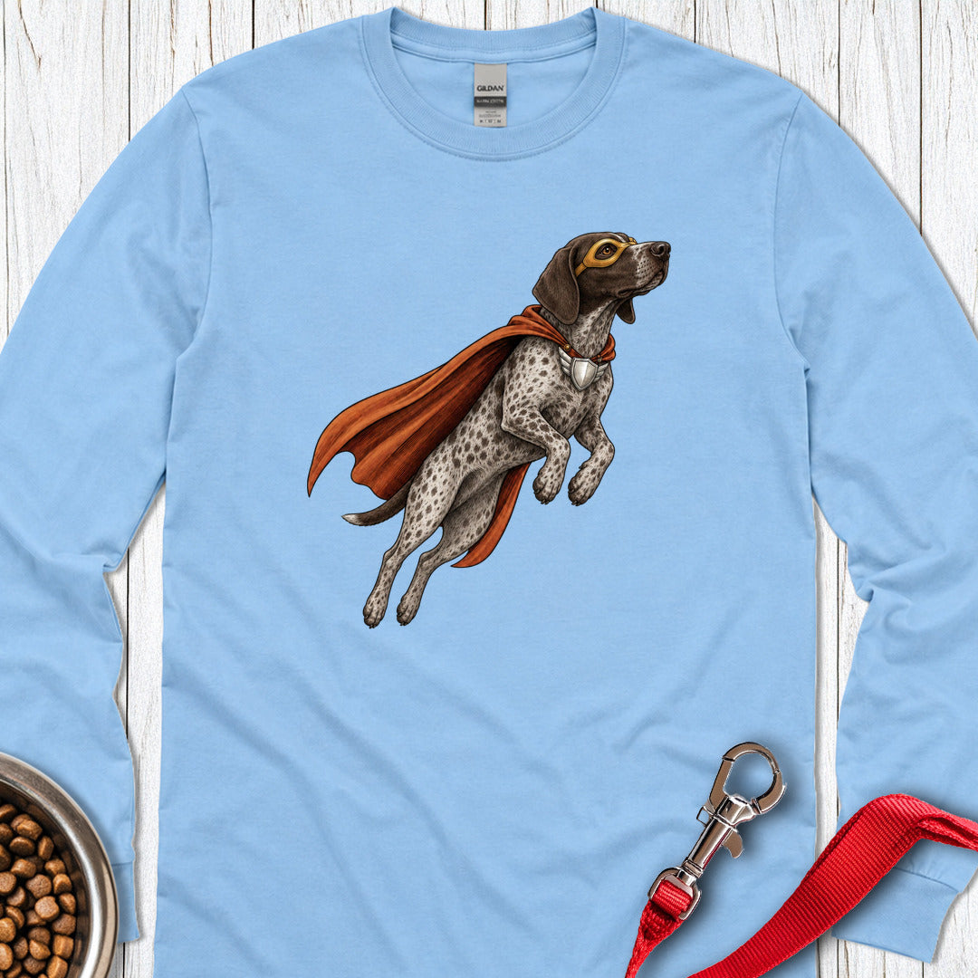 German Shorthaired Pointer Superhero Long Sleeve — Carolina Blue