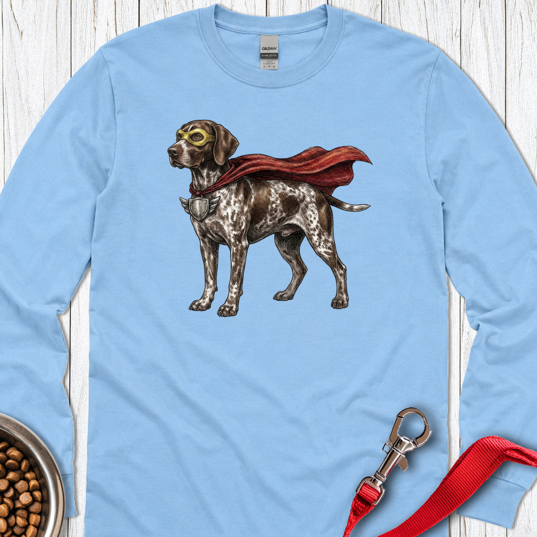 German Shorthaired Pointer Superhero Long Sleeve — Carolina Blue