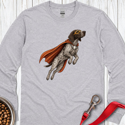German Shorthaired Pointer Superhero Long Sleeve — Sport Grey