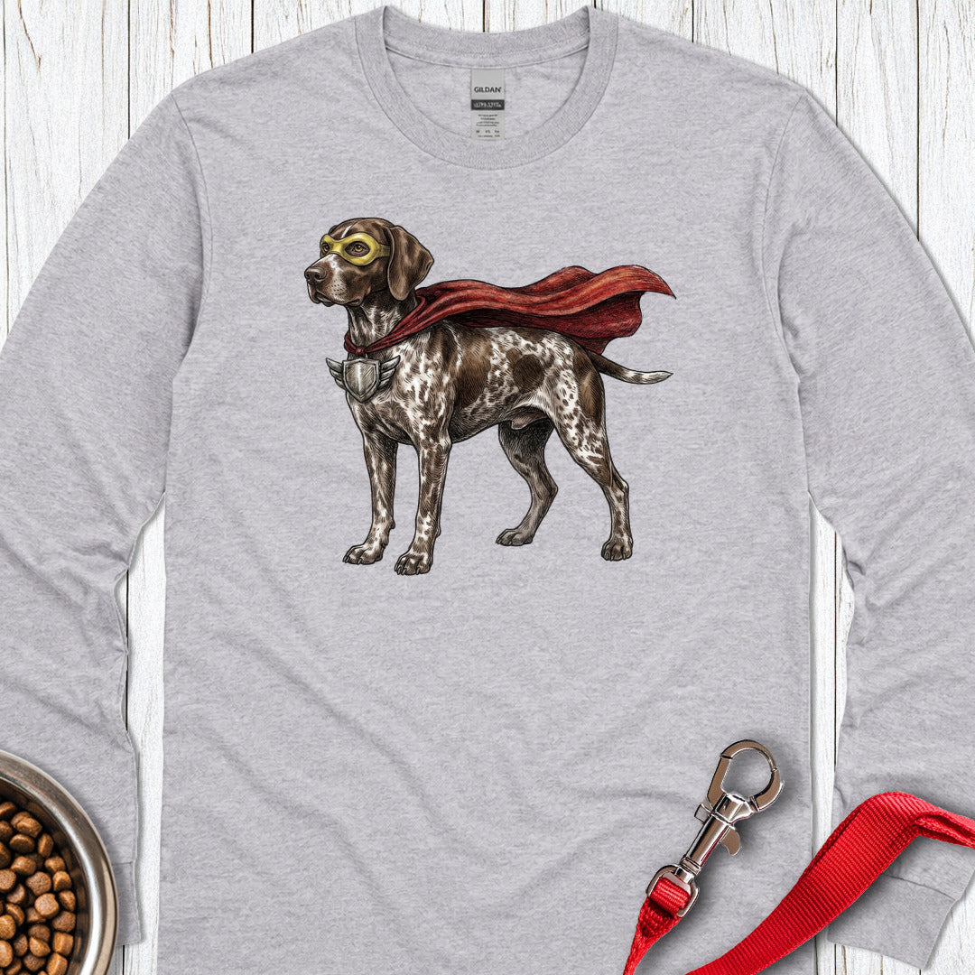 German Shorthaired Pointer Superhero Long Sleeve — Sport Grey
