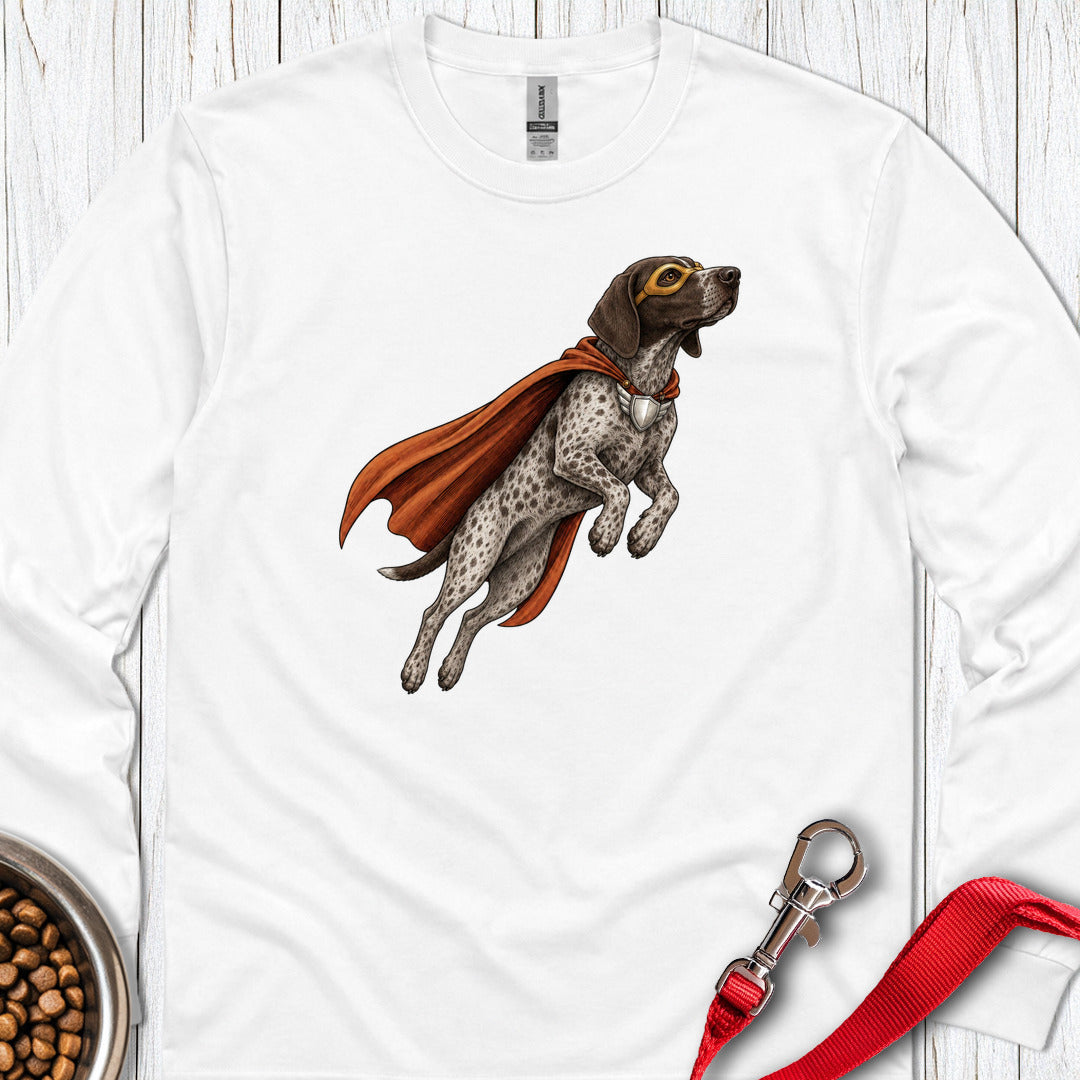 German Shorthaired Pointer Superhero Long Sleeve — White