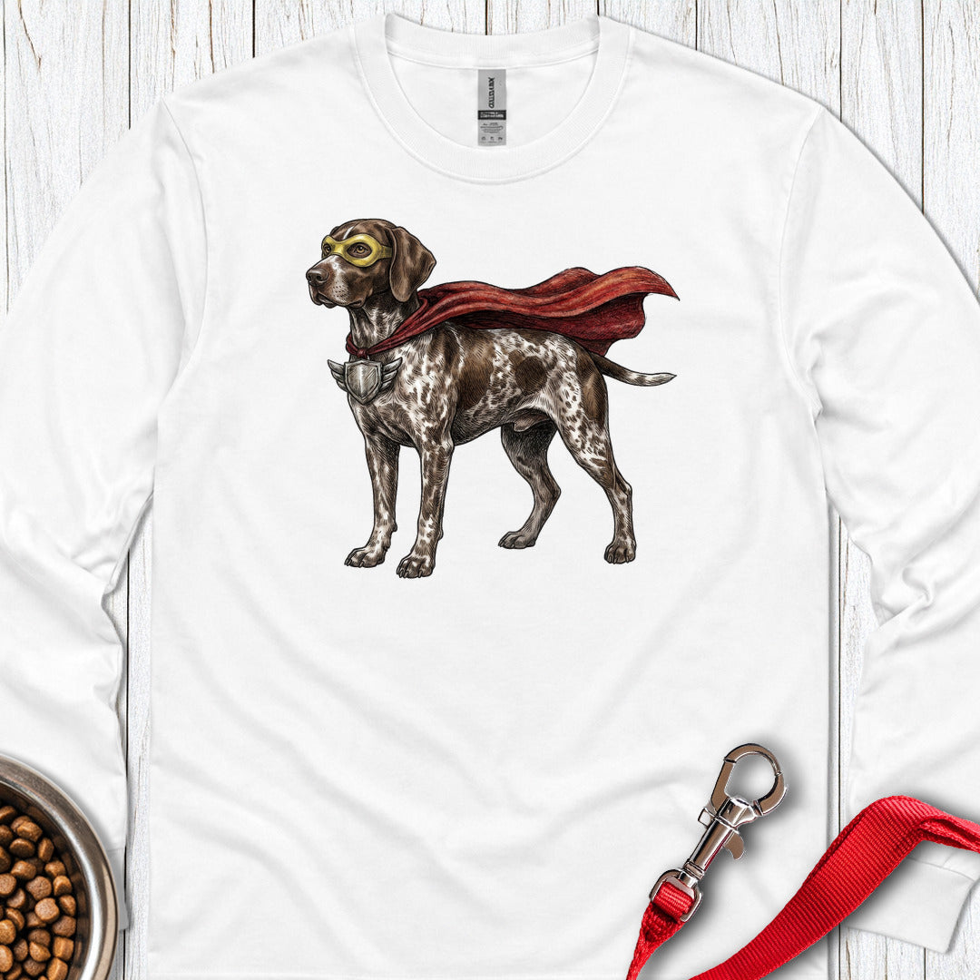 German Shorthaired Pointer Superhero Long Sleeve — White