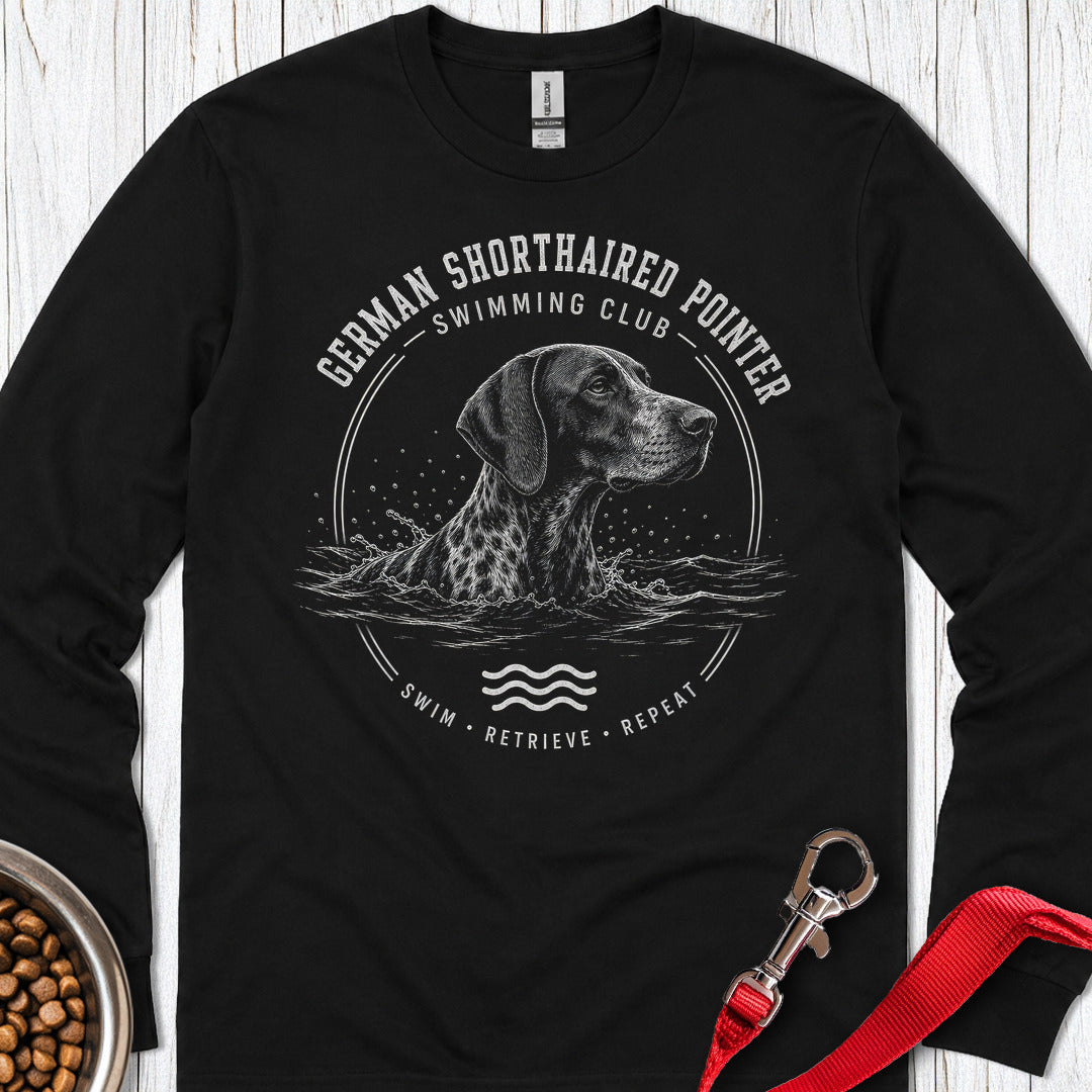 German Shorthaired Pointer Swimming Club Long Sleeve — Black