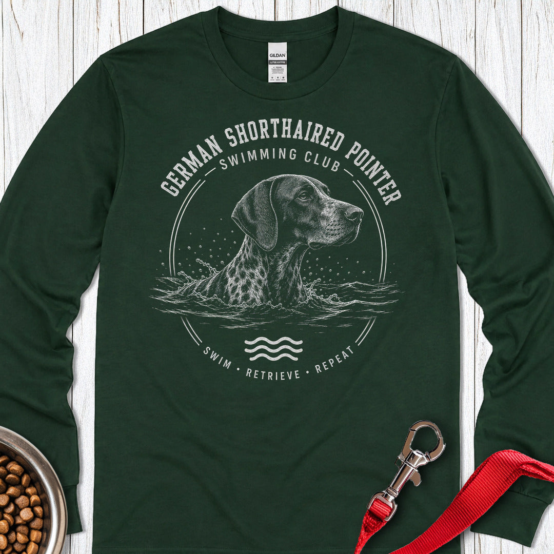 German Shorthaired Pointer Swimming Club Long Sleeve — Forest Green