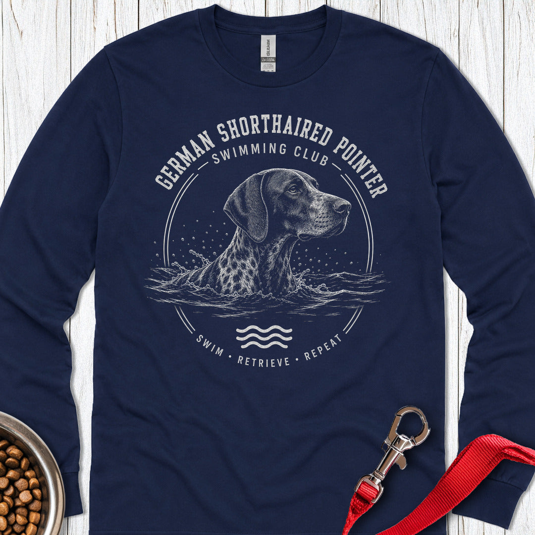 German Shorthaired Pointer Swimming Club Long Sleeve — Navy