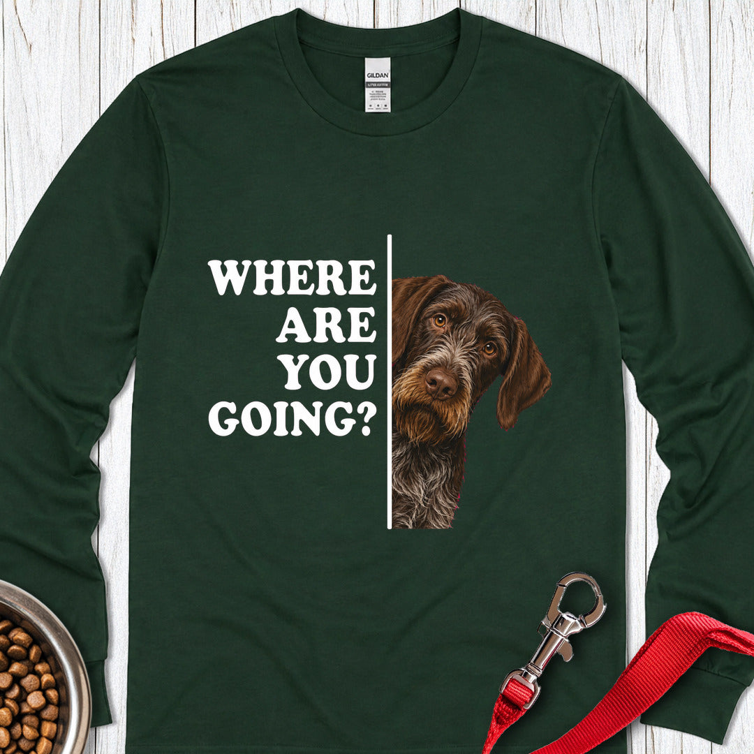 German Wirehaired Pointer Alert Long Sleeve — Forest Green