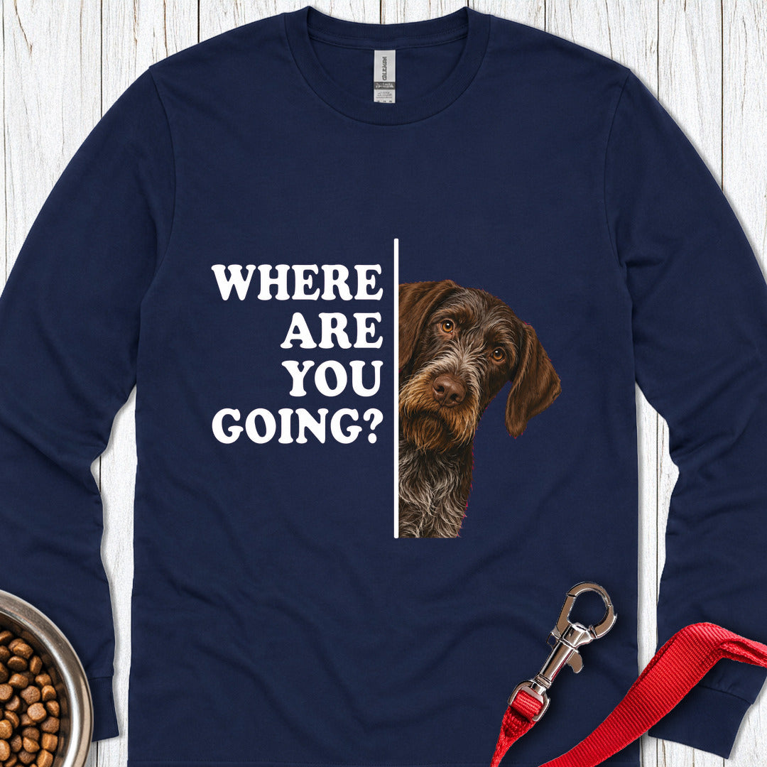 German Wirehaired Pointer Alert Long Sleeve — Navy