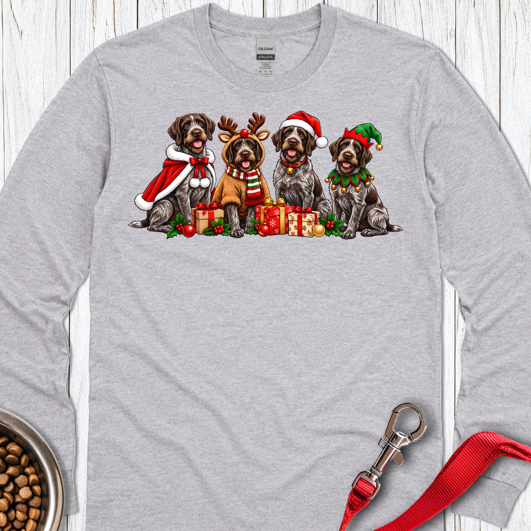 German Wirehaired Pointer Christmas Group Long Sleeve — Sport Grey