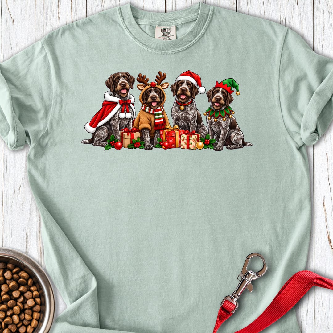 German Wirehaired Pointer Christmas Group Premium Tee Bay
