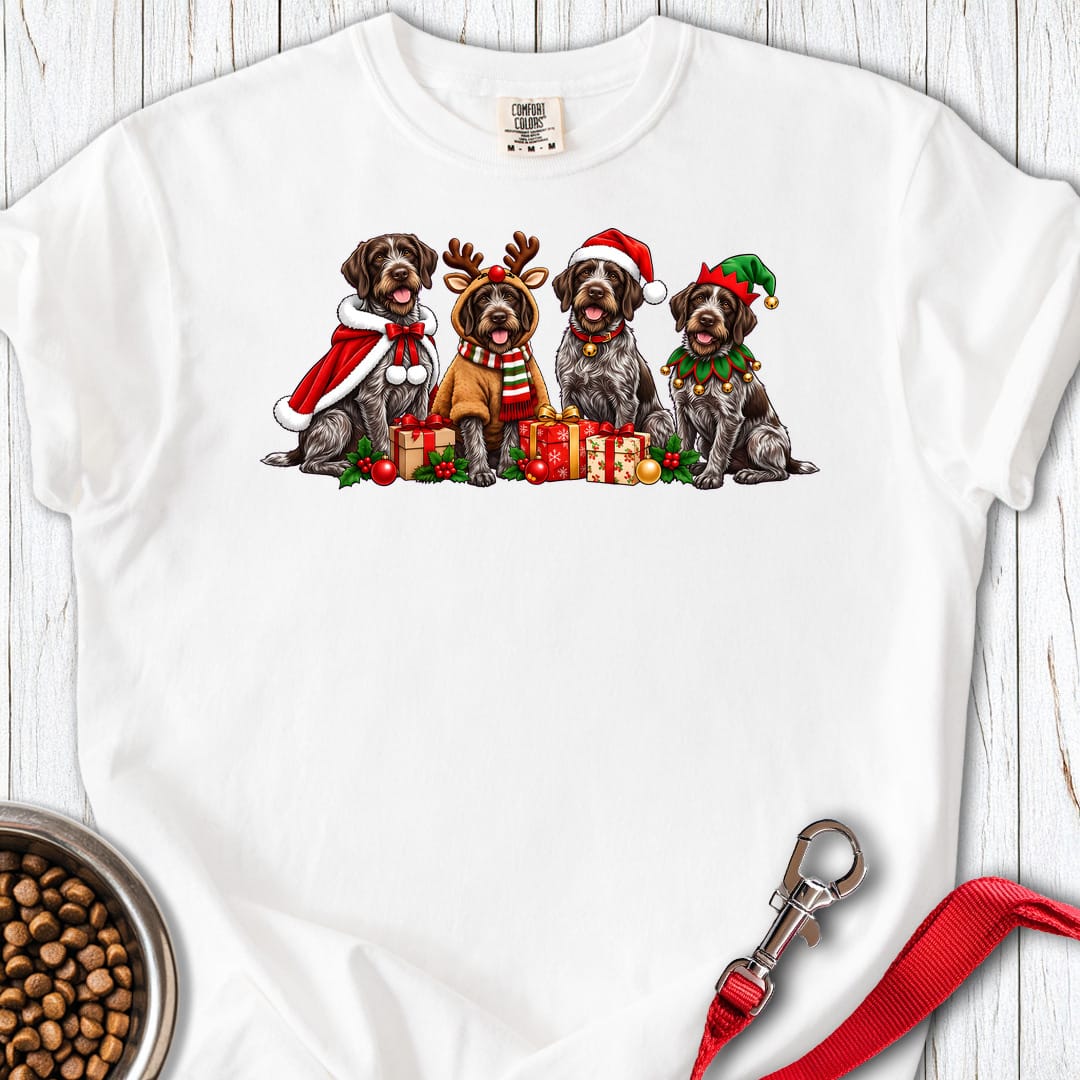 German Wirehaired Pointer Christmas Group Premium Tee White